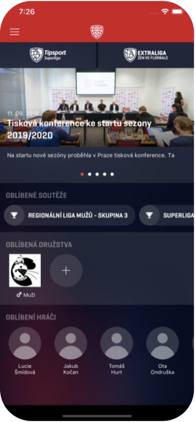 Český florbal — Můj přehled s oblíbenými soutěžemi, družstvy a hráči