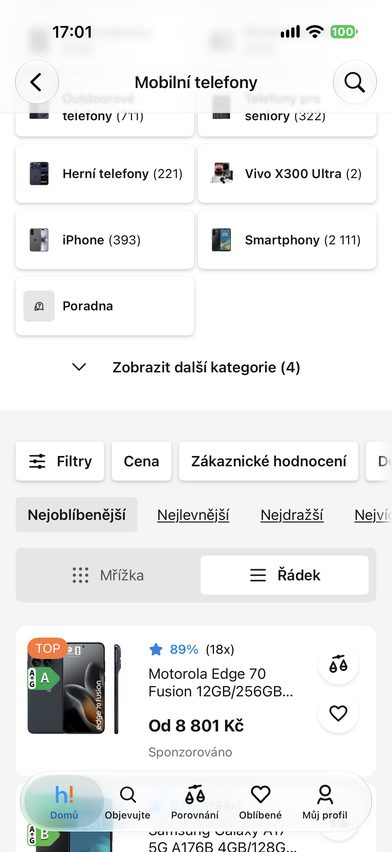 Heureka — výpis kategorie a filtry