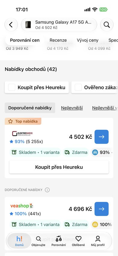 Heureka — nabídky obchodů