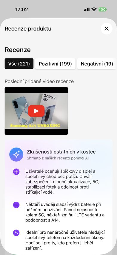 Heureka — AI shrnutí recenzí
