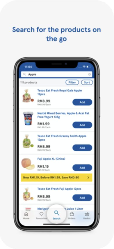 Tesco Online Malaysia — vyhledávání produktů