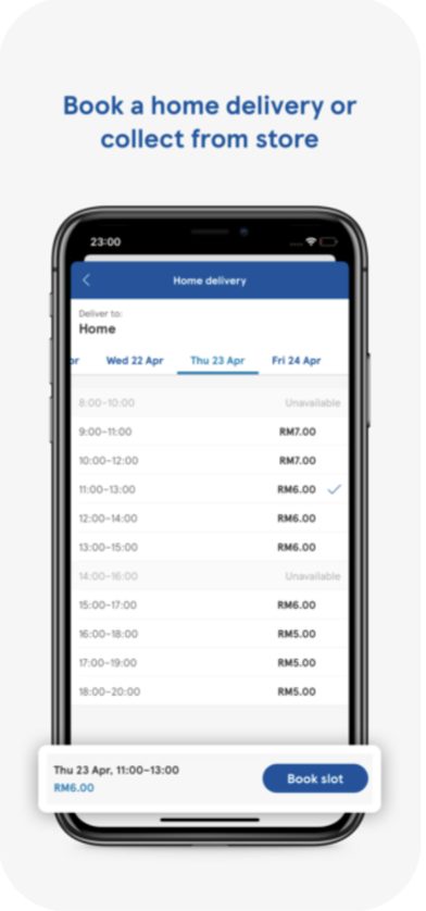Tesco Online Malaysia — výběr času doručení